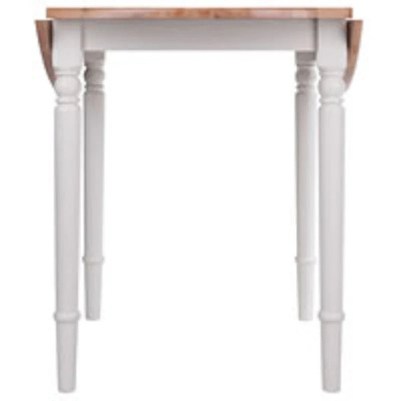 30-Inch Beige and White Round Drop Leaf Table 4