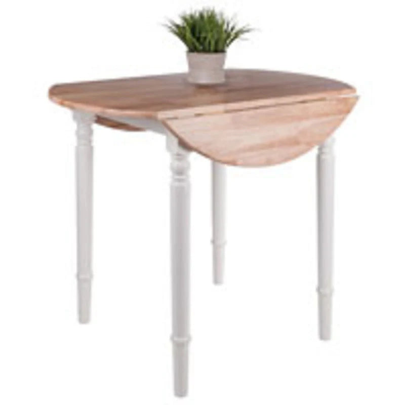 30-Inch Beige and White Round Drop Leaf Table 7