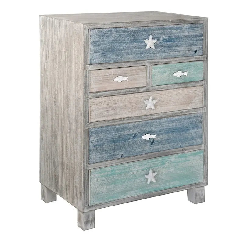 Multi-Color Driftwood Nautical 6-Drawer Chest from Key West 1