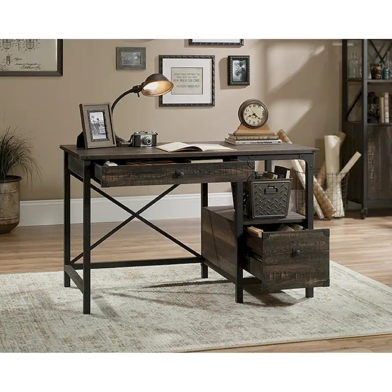 Rustic Industrial Computer Desk with Drawers