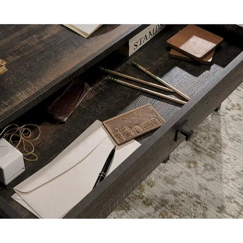 Rustic Industrial Computer Desk with Drawers 7