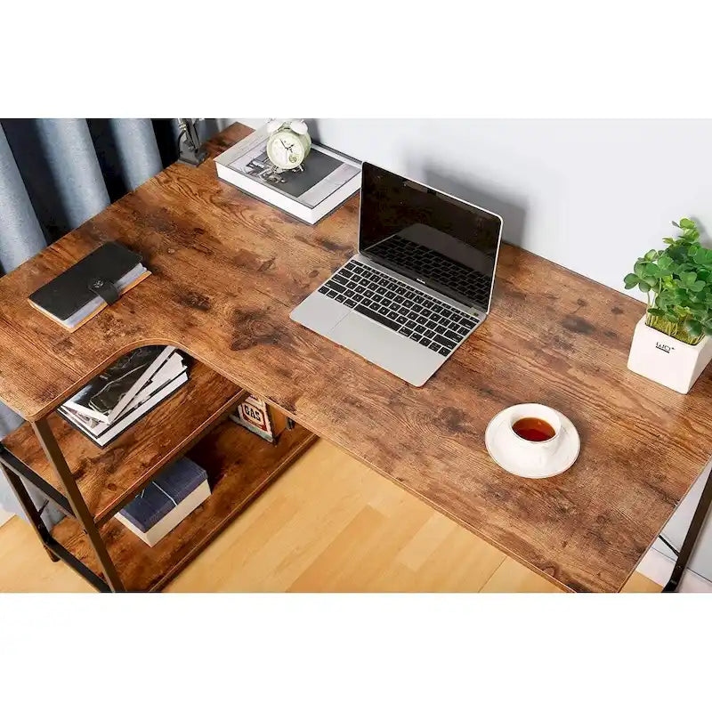 JJS L-Shaped Corner Desk for Home Office with Integrated Bookcase 2