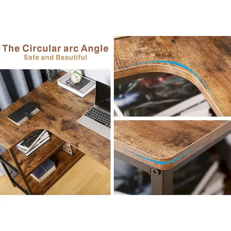 JJS L-Shaped Corner Desk for Home Office with Integrated Bookcase 3