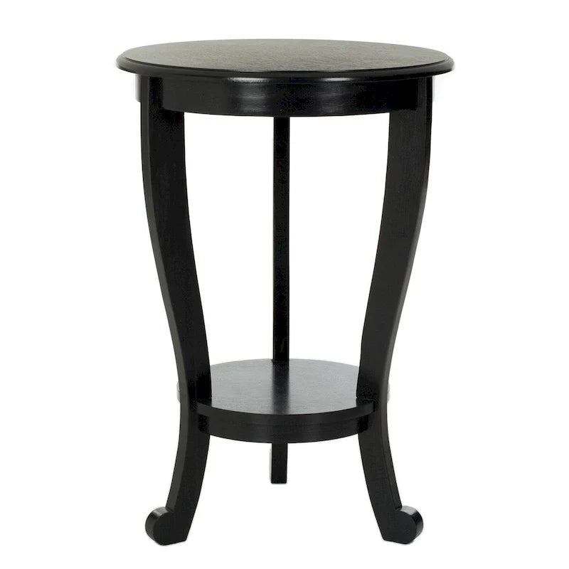 Round Pedestal Side Table with Curved Legs and Lower Shelf 20