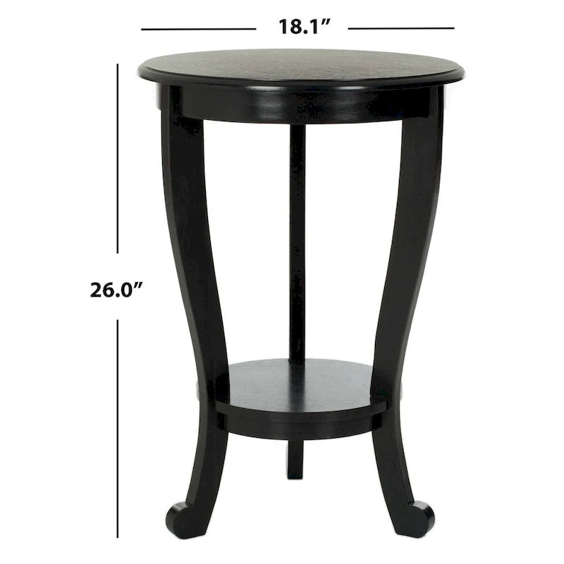 Round Pedestal Side Table with Curved Legs and Lower Shelf 7