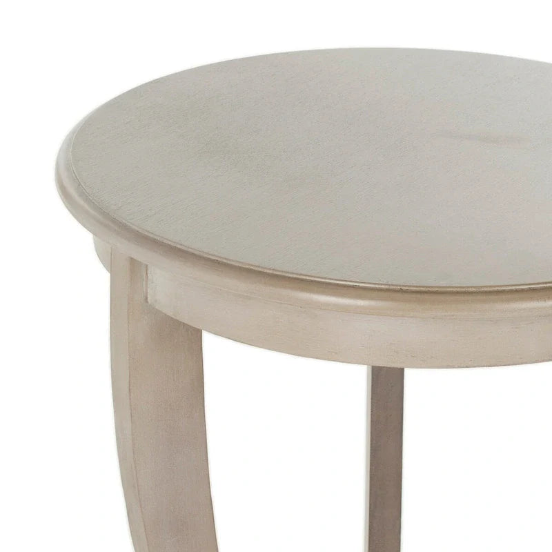 Round Pedestal Side Table with Curved Legs and Lower Shelf 9