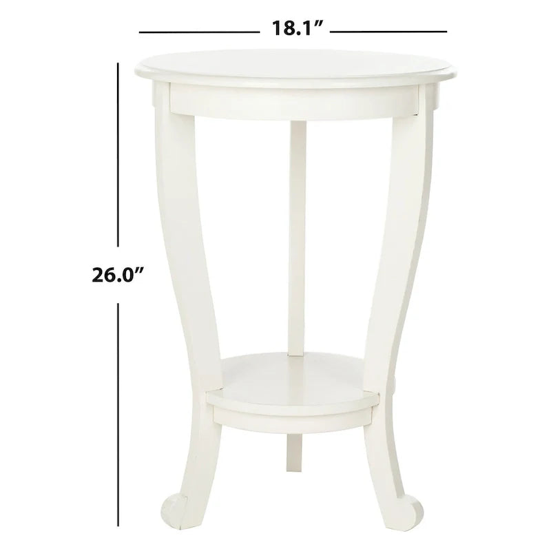 Round Pedestal Side Table with Curved Legs and Lower Shelf 16