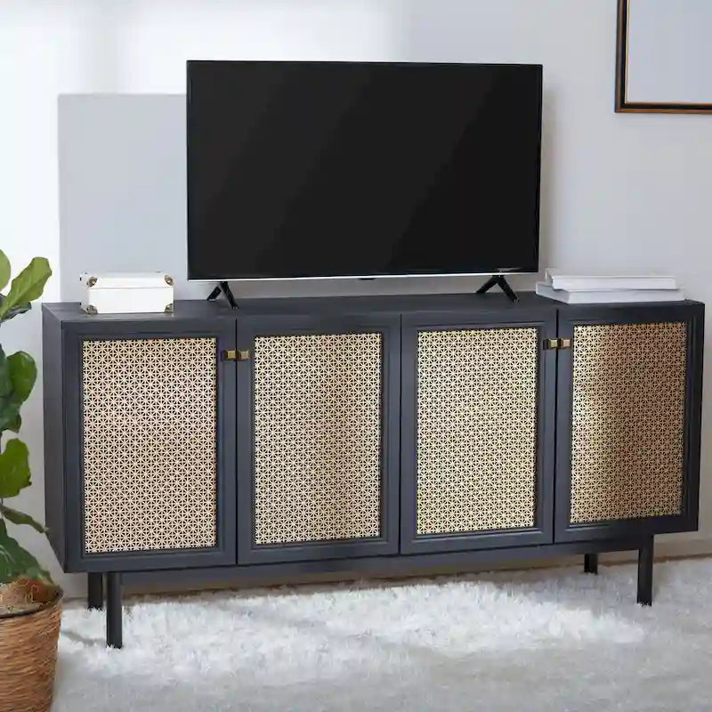 SAFAVIEH Micaela 63-Inch 4-Door Media TV Stand - Dimensions: 63.1" W x 16.3" D x 31.7" H 2
