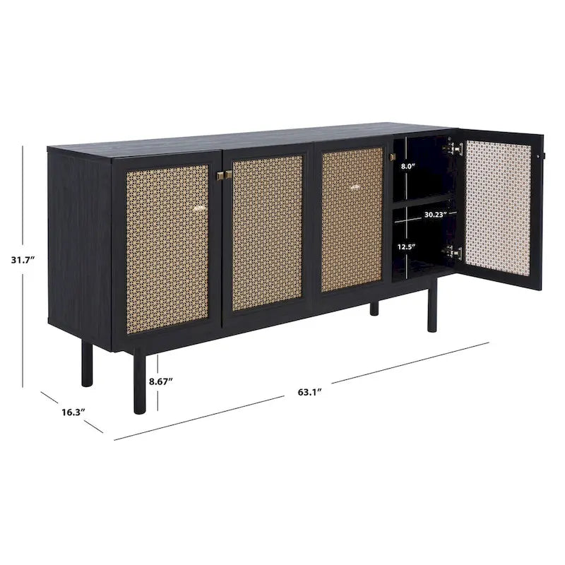 SAFAVIEH Micaela 63-Inch 4-Door Media TV Stand - Dimensions: 63.1" W x 16.3" D x 31.7" H 34