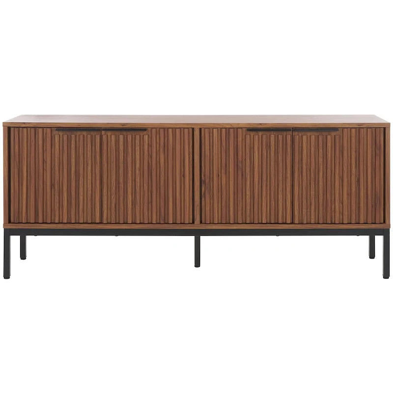 Mid Century TV Stand with Tambour Doors and Storage Drawers 47