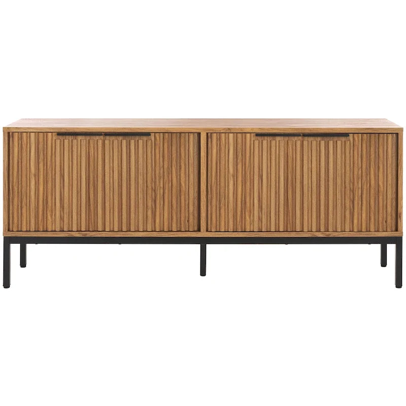 Mid Century TV Stand with Tambour Doors and Storage Drawers 48