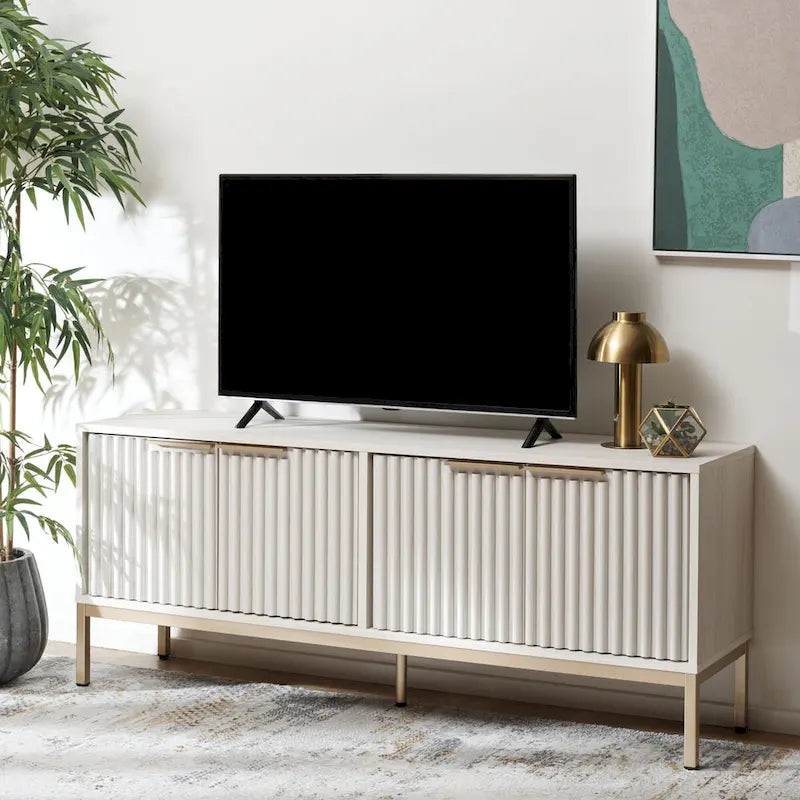 SAFAVIEH Deandra 4-Door Media Stand for Entertainment - Accommodates Up to 65-Inch Flat Screen TV - Dimensions: 60.8" W x 17.7" D x 24.6" H 3