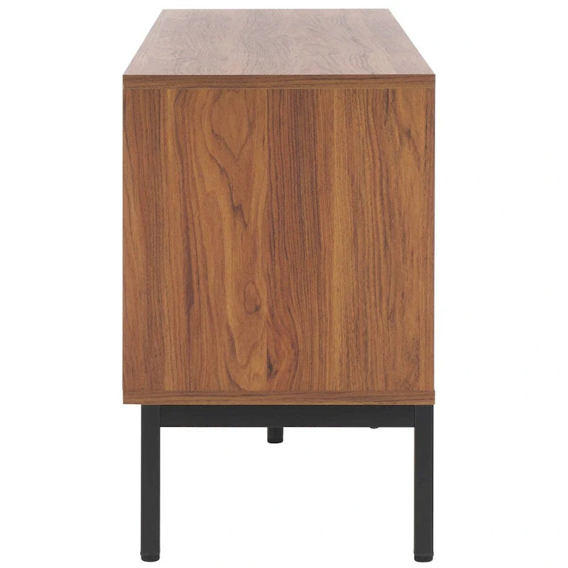 Mid Century TV Stand with Tambour Doors and Storage Drawers 8