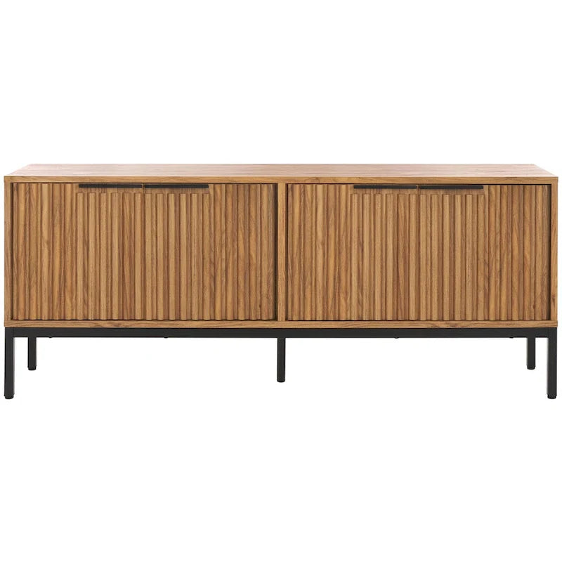 Mid Century TV Stand with Tambour Doors and Storage Drawers 16