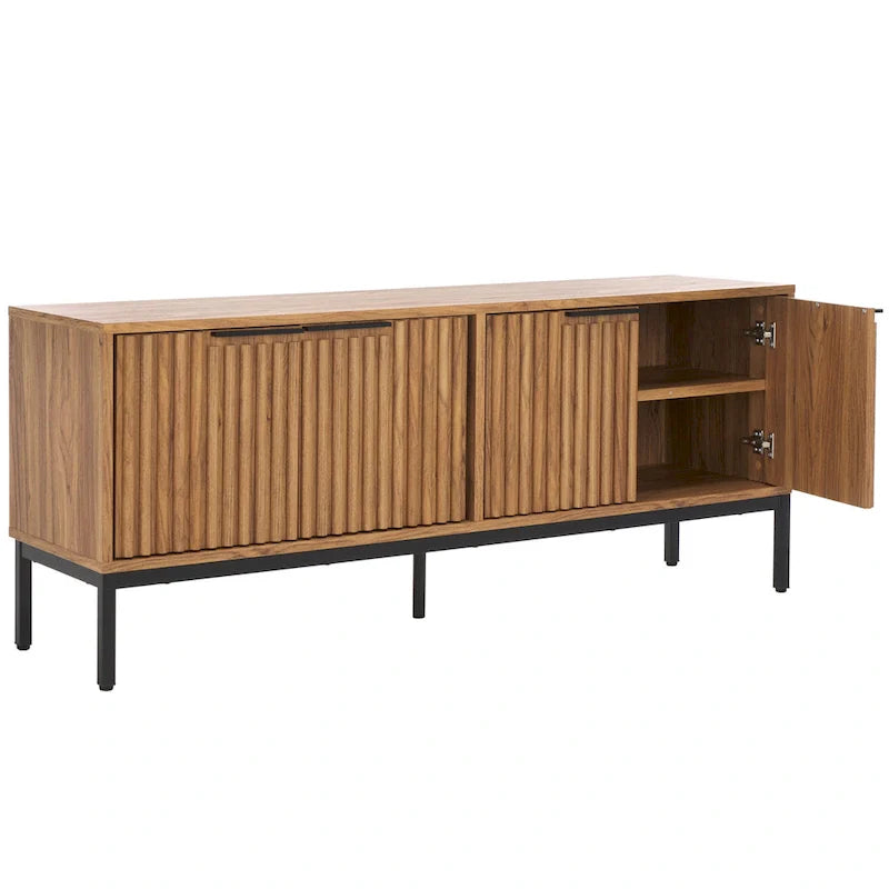 Mid Century TV Stand with Tambour Doors and Storage Drawers 19