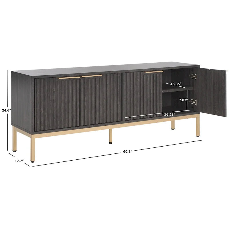 Mid Century TV Stand with Tambour Doors and Storage Drawers 27