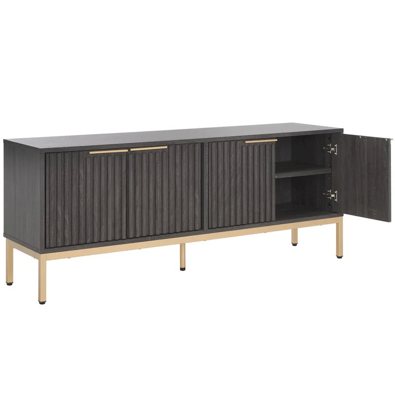 Mid Century TV Stand with Tambour Doors and Storage Drawers 29