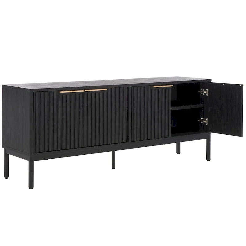 Mid Century TV Stand with Tambour Doors and Storage Drawers 39