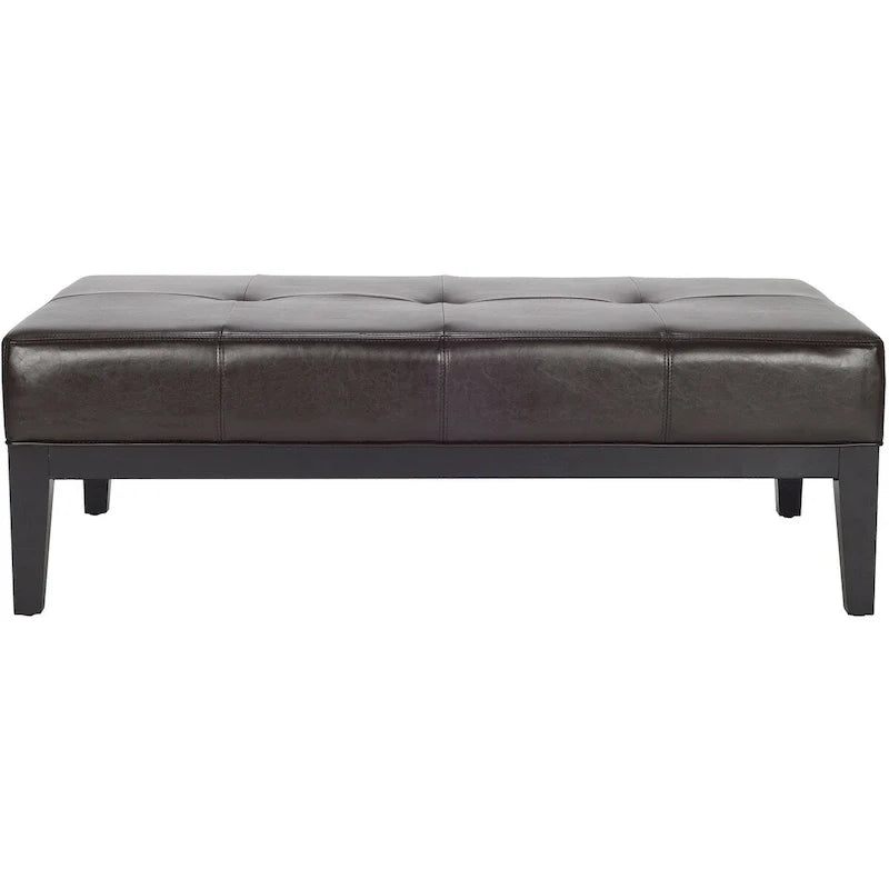 SAFAVIEH Tonja Brown Bicast Leather Rectangular Ottoman 26