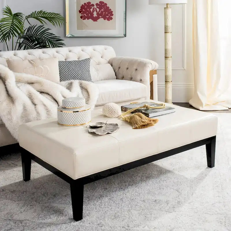 SAFAVIEH Tonja Brown Bicast Leather Rectangular Ottoman 3