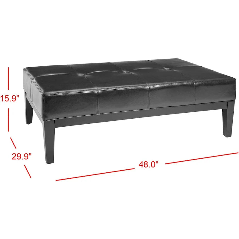 SAFAVIEH Tonja Brown Bicast Leather Rectangular Ottoman 5