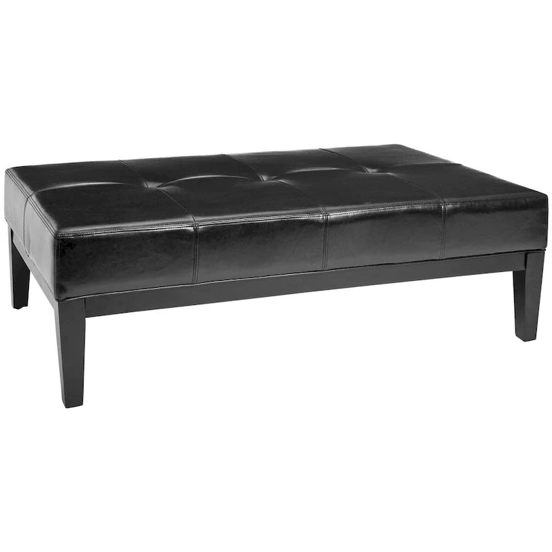 SAFAVIEH Tonja Brown Bicast Leather Rectangular Ottoman 6