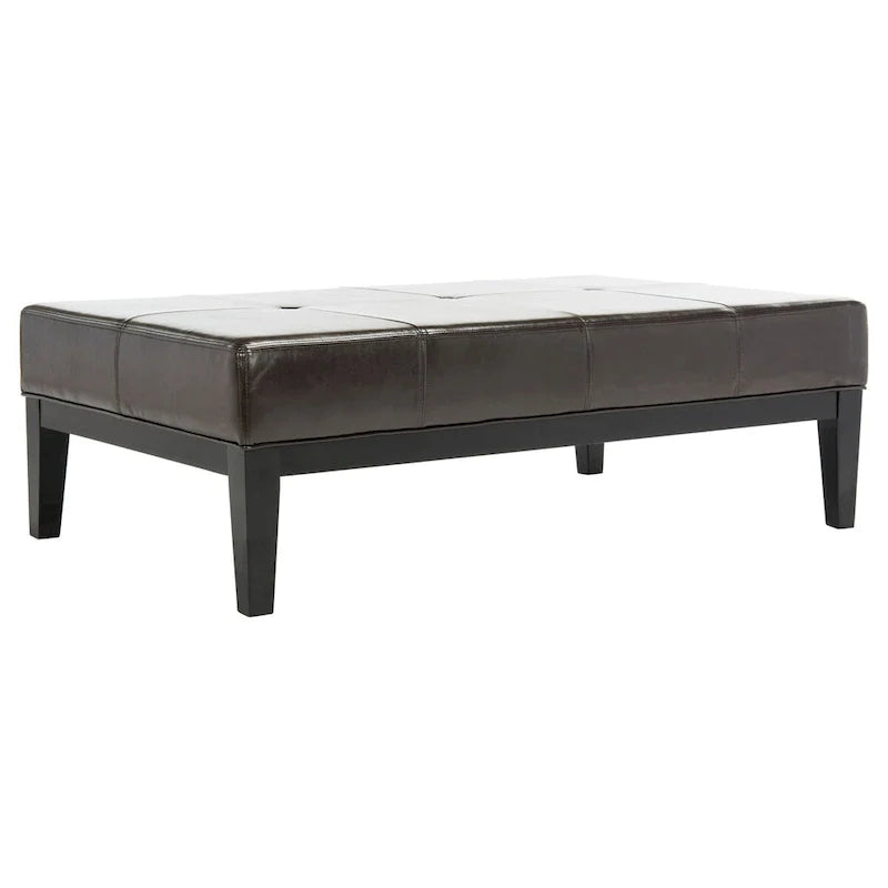 SAFAVIEH Tonja Brown Bicast Leather Rectangular Ottoman 10