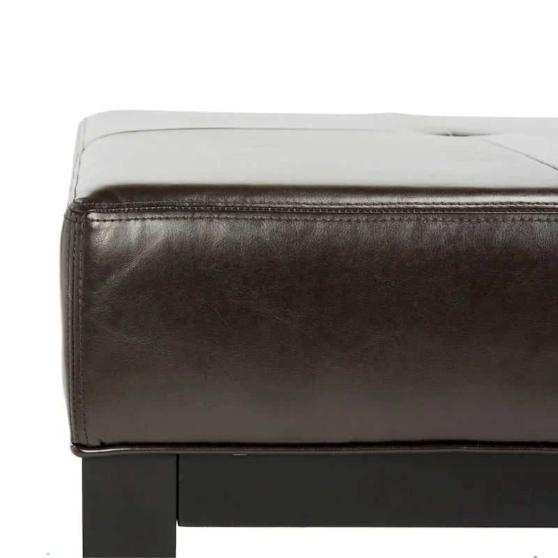 SAFAVIEH Tonja Brown Bicast Leather Rectangular Ottoman 14
