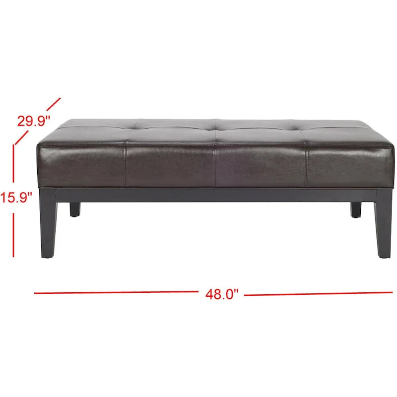 SAFAVIEH Tonja Brown Bicast Leather Rectangular Ottoman 15