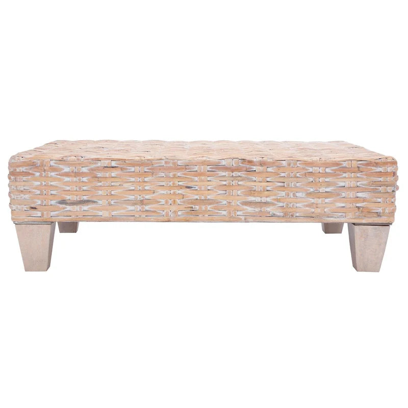 SAFAVIEH Caron Natural Wicker Bench - Washed Finish - Dimensions: 41"W x 28"D x 12"H 22