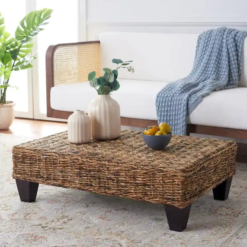SAFAVIEH Caron Natural Wicker Bench - Washed Finish - Dimensions: 41"W x 28"D x 12"H 2