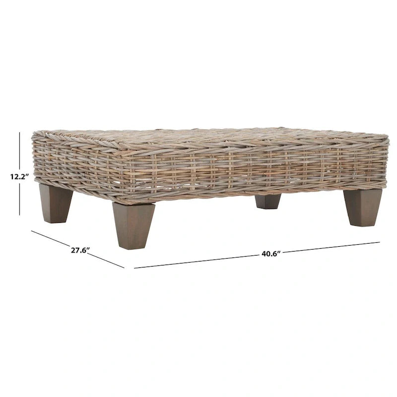 SAFAVIEH Caron Natural Wicker Bench - Washed Finish - Dimensions: 41"W x 28"D x 12"H 7