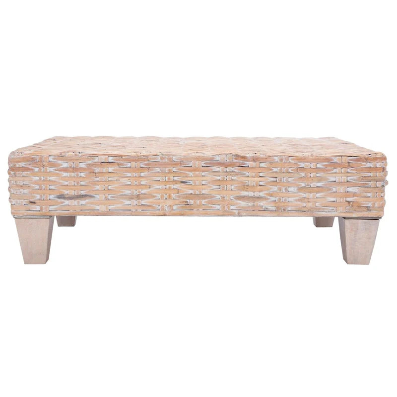 SAFAVIEH Caron Natural Wicker Bench - Washed Finish - Dimensions: 41"W x 28"D x 12"H 12
