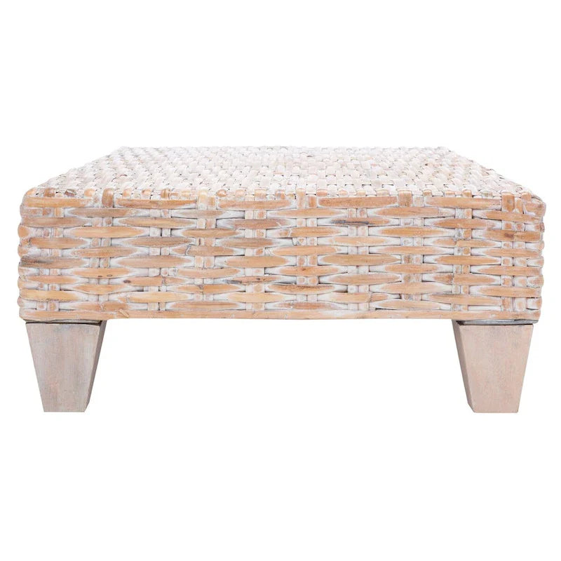 SAFAVIEH Caron Natural Wicker Bench - Washed Finish - Dimensions: 41"W x 28"D x 12"H 16