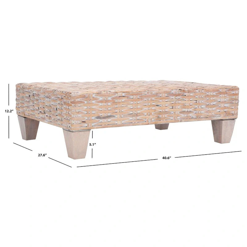 SAFAVIEH Caron Natural Wicker Bench - Washed Finish - Dimensions: 41"W x 28"D x 12"H 19