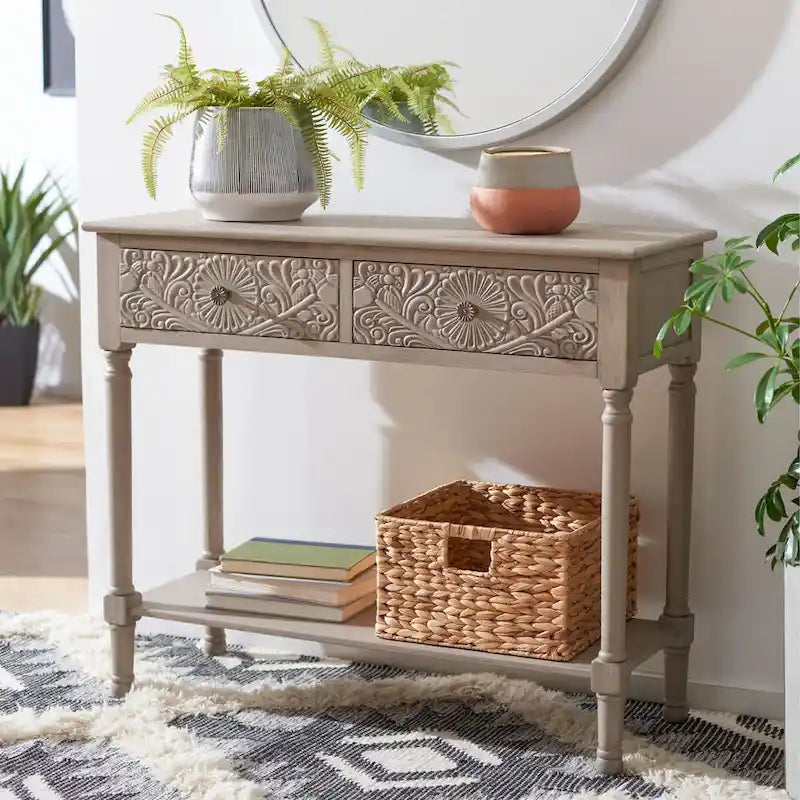 SAFAVIEH Leonia Console Table with 2 Drawers - Dimensions: 35.5" W x 13" L x 29.5" H 16