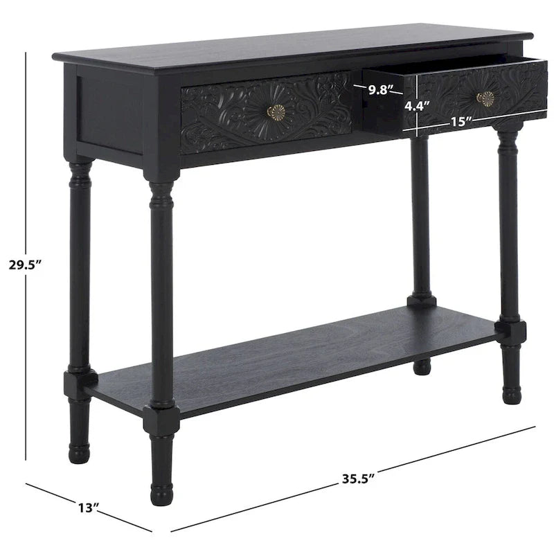 SAFAVIEH Leonia Console Table with 2 Drawers - Dimensions: 35.5" W x 13" L x 29.5" H 29