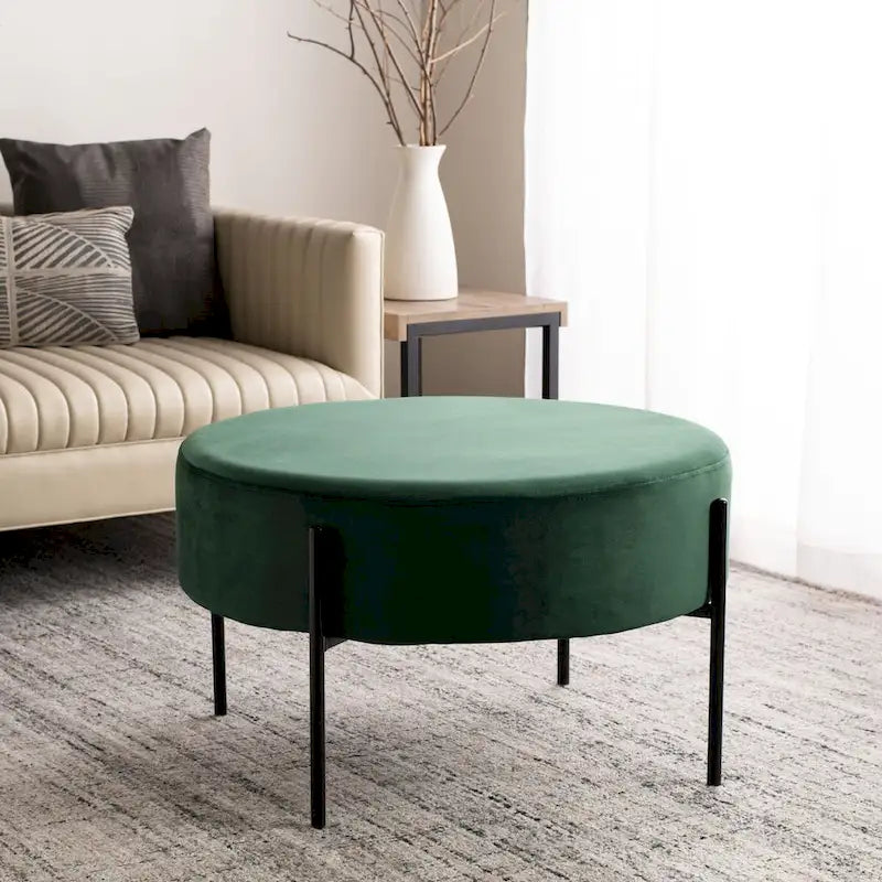 SAFAVIEH Shianne Round Velvet Cocktail Ottoman Table 1
