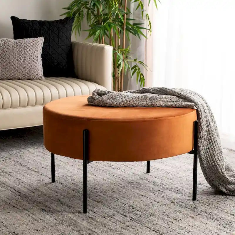 SAFAVIEH Shianne Round Velvet Cocktail Ottoman Table 2