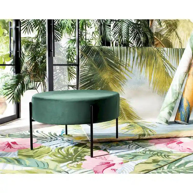 SAFAVIEH Shianne Round Velvet Cocktail Ottoman Table 11