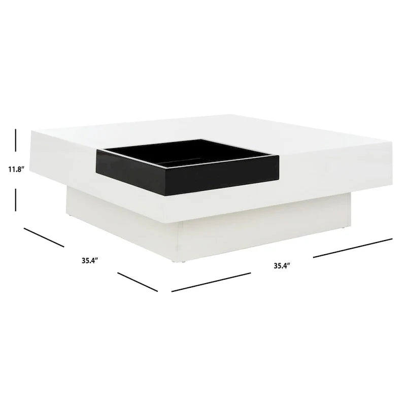 SAFAVIEH Phylis White and Black Coffee Table - Dimensions: 35.4" x 35.4" x 11.8" 8