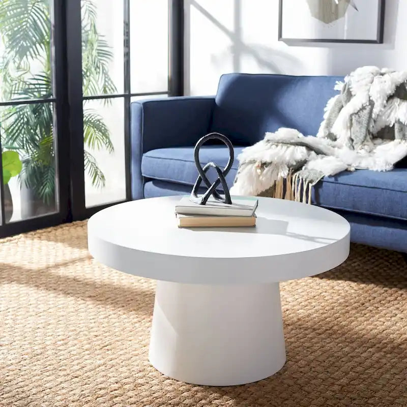 SAFAVIEH Berenice Round Coffee Table - Paper Mache - Dimensions: 31.6" W x 31.6" L x 17.8" H 1