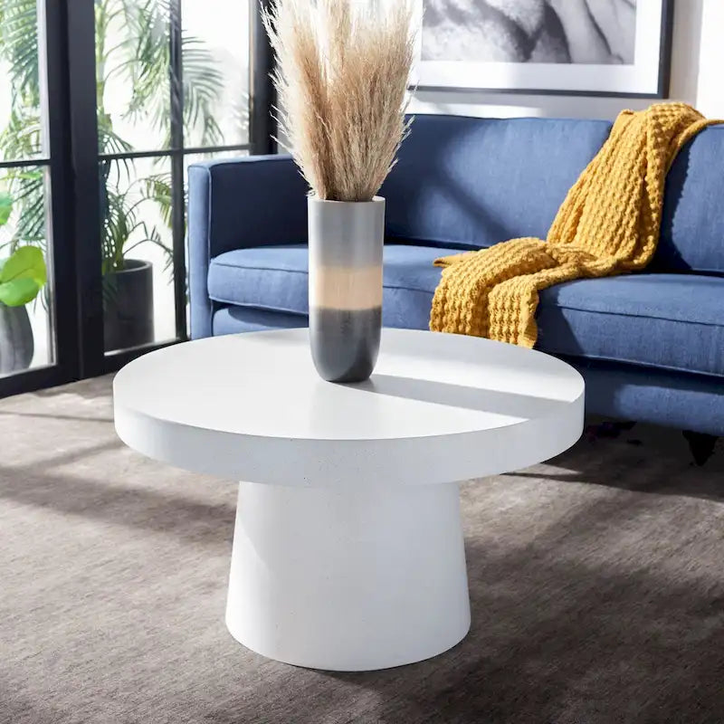 SAFAVIEH Berenice Round Coffee Table - Paper Mache - Dimensions: 31.6" W x 31.6" L x 17.8" H 2
