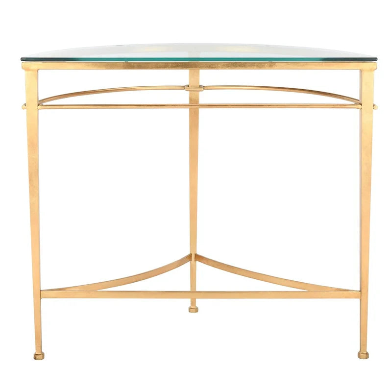 SAFAVIEH Couture Zelda Antique Gold Glass Console Table - Dimensions: 36" W x 15" D x 31" H 2