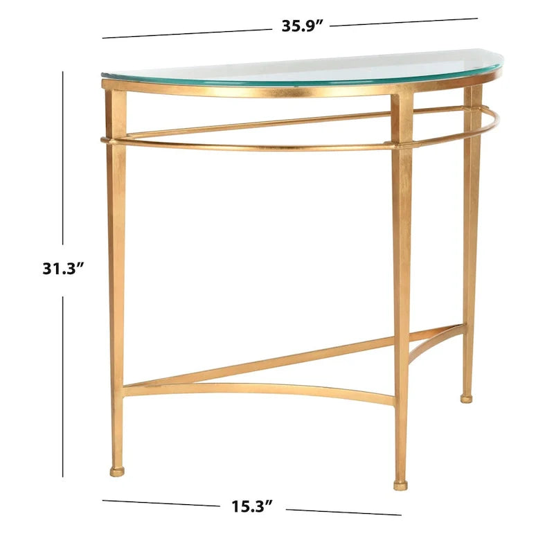 SAFAVIEH Couture Zelda Antique Gold Glass Console Table - Dimensions: 36" W x 15" D x 31" H 5