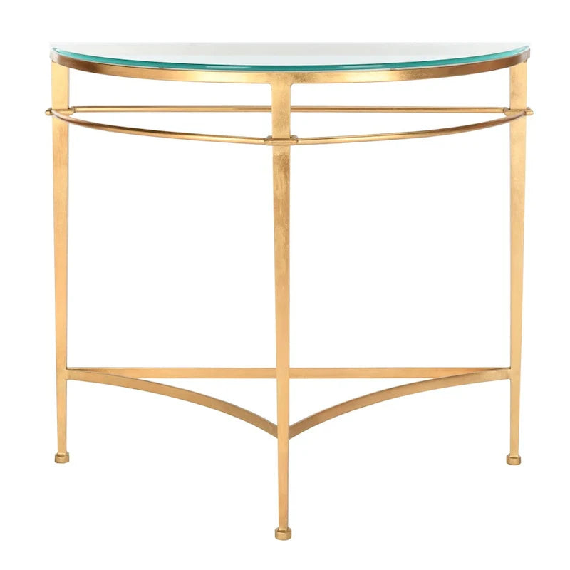 SAFAVIEH Couture Zelda Antique Gold Glass Console Table - Dimensions: 36" W x 15" D x 31" H 6