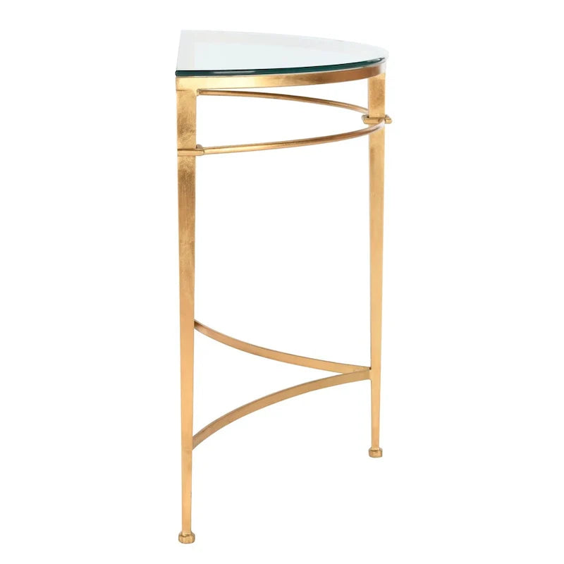 SAFAVIEH Couture Zelda Antique Gold Glass Console Table - Dimensions: 36" W x 15" D x 31" H 8