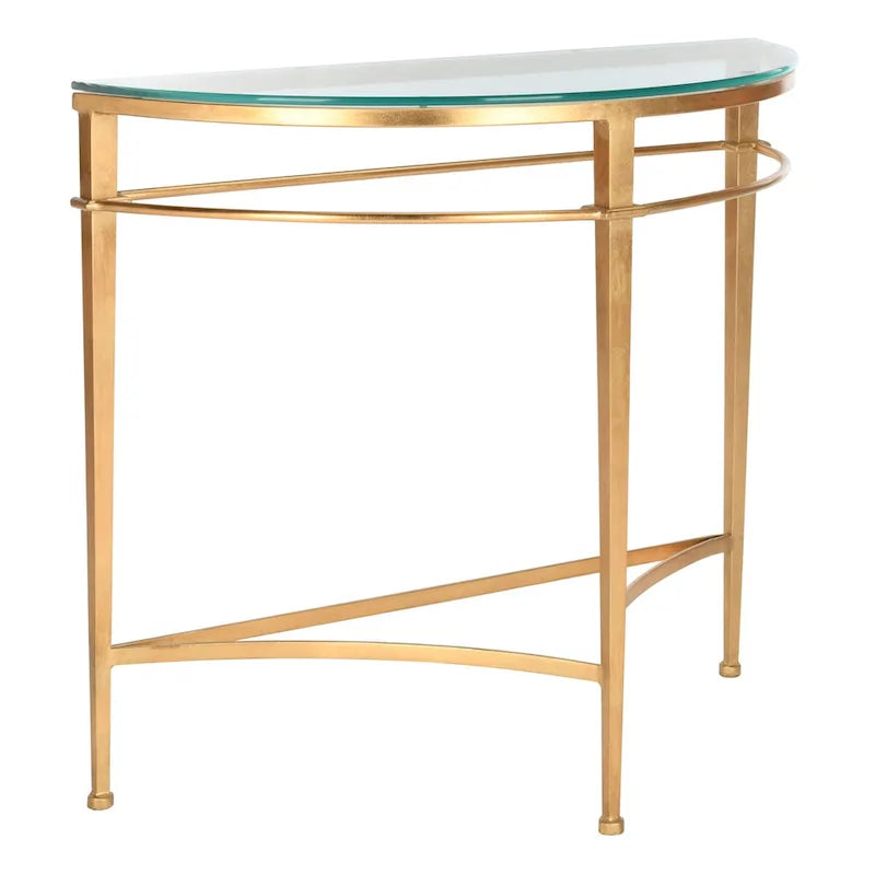 SAFAVIEH Couture Zelda Antique Gold Glass Console Table - Dimensions: 36" W x 15" D x 31" H 9