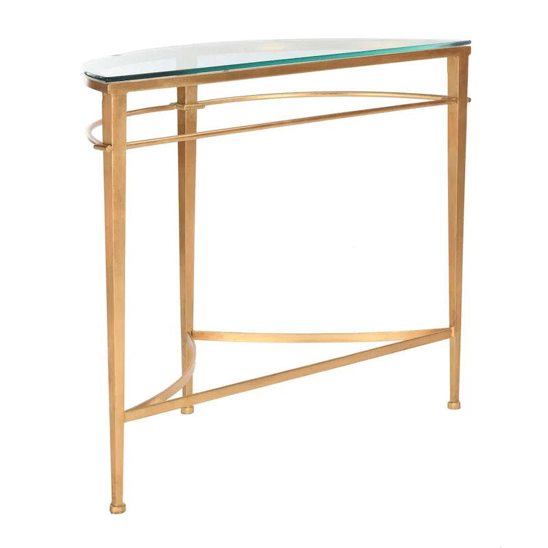 SAFAVIEH Couture Zelda Antique Gold Glass Console Table - Dimensions: 36" W x 15" D x 31" H 10