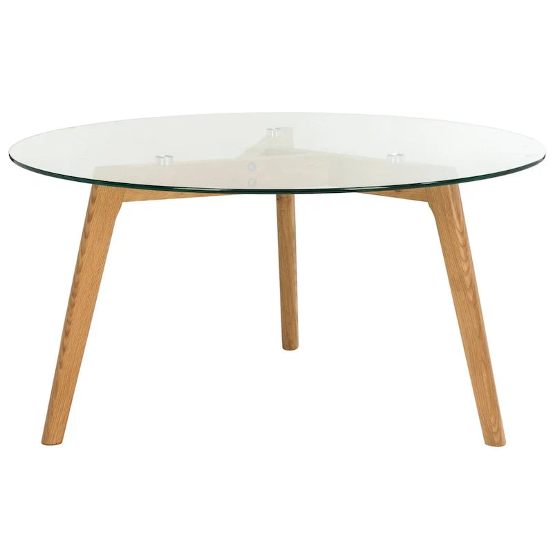 SAFAVIEH Rachelle Mid-Century Round Glass Coffee Table - Dimensions: 35.4" W x 35.4" D x 17.7" H 2